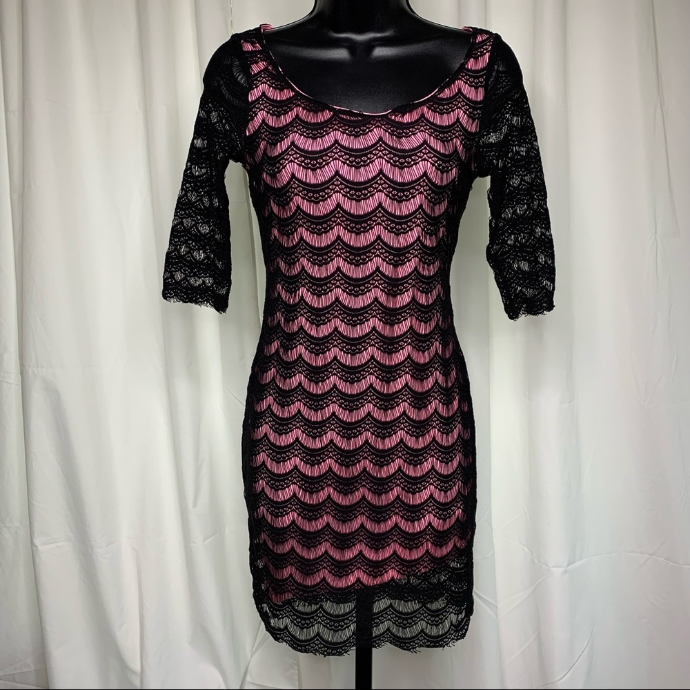 Candie’s Pink & Black Stretchy Bodycon Dress